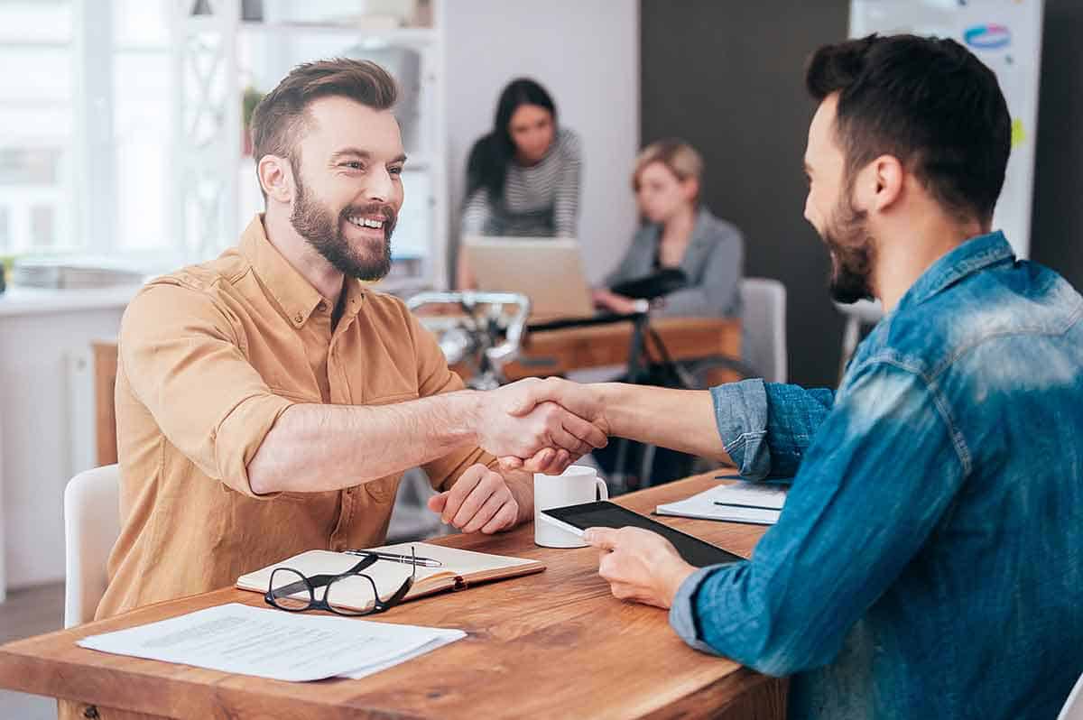 man shakes hands